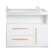 Commode à langer 'Lilo' avec tiroirs, porte, compartiment ouvert - Blanc