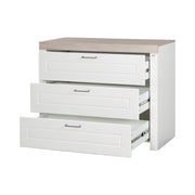 Chest of Drawers 'Felicia' with 3 Drawers - Metal Handles - White / Wood Decor