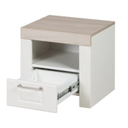 La table de nuit 'Felicia' avec tiroir-caisse & ouverte-Blanc / Luna Elm