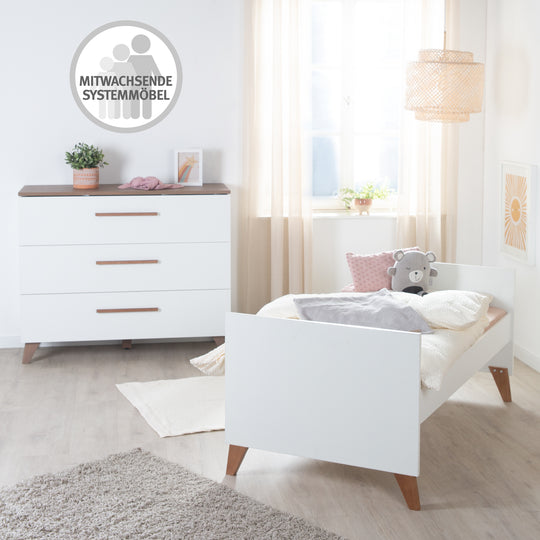 Lit combiné 'Ole' 70 x 140 cm - réglable/transformable - 3 barreaux coulissants incl.