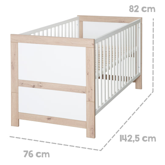 Cama combinada infantil 'Malo' 70 x 140 cm - Ajustable / convertible - Incluye 3 barrotes de seguridad