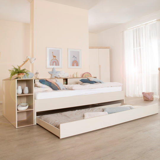 Cama con almacenamiento 'Elis' 90 x 200 - Cama infantil 4 pz - Cashmere / Virginia Chestnut