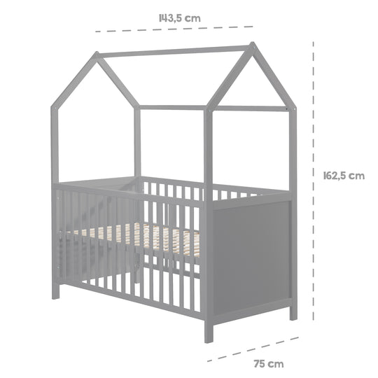 Cama casita 70 x 140 cm, certificado FSC, cama infantil convertible, topo, ajustable en 3 posiciones, convertible