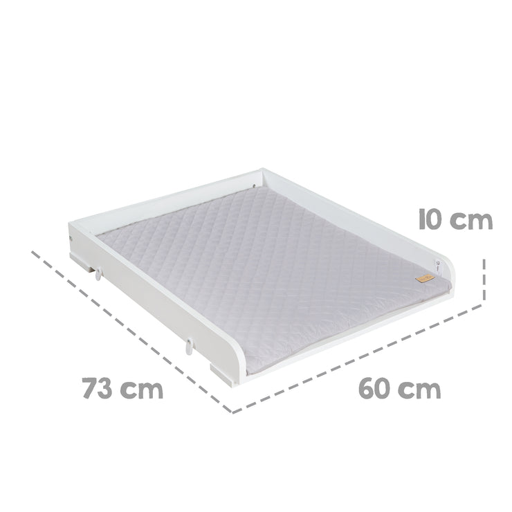 Changing table top for washing machines, white lacquered, incl. grey 'roba Style' changing mat