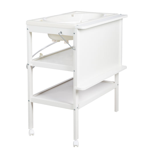 Bath-Changing Combo 'Baby Pool' White including Swiveling Changing Pad 'roba Style Grey' with 2 Wheels