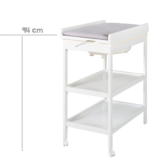 Bath-Changing Combo 'Baby Pool' White including Swiveling Changing Pad 'roba Style Grey' with 2 Wheels