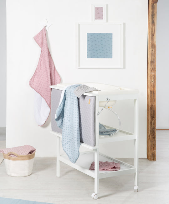 Bath-Changing Combo 'Baby Pool' White including Swiveling Changing Pad 'roba Style Grey' with 2 Wheels