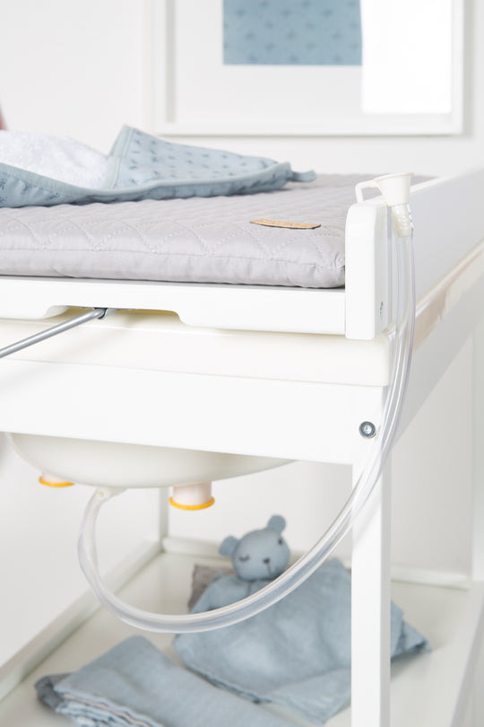 Bath-Changing Combo 'Baby Pool' White including Swiveling Changing Pad 'roba Style Grey' with 2 Wheels