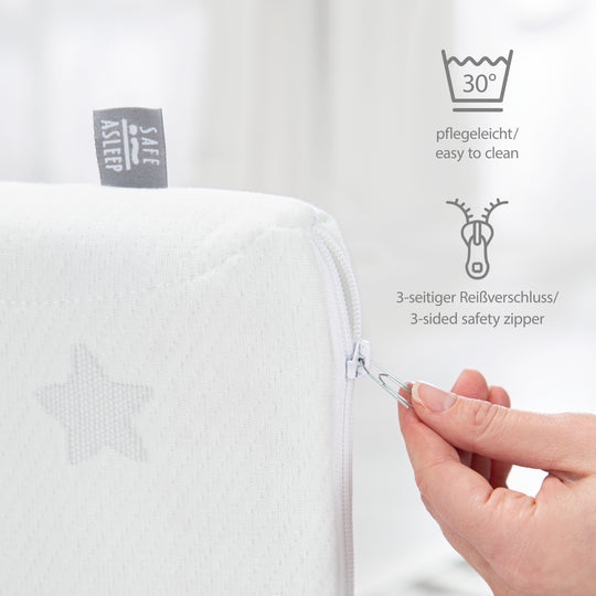 Babybettmatratze COMFORT AIR ROLL 'safe asleep®' mit Nässeschutz - Weiß