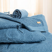 Bettschlange 'Seashells Indigo' 170 cm aus zertifizierter Bio-Baumwolle - Blau