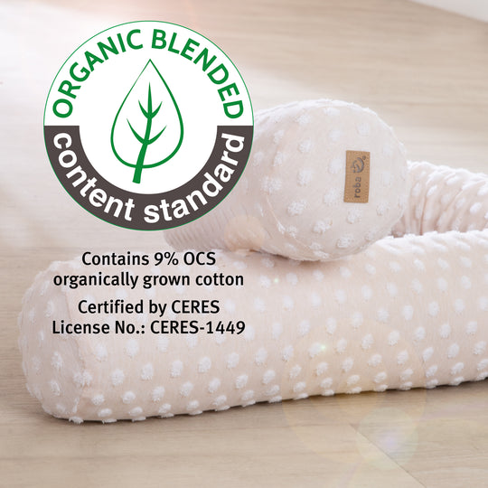 Serpiente de cama 'Frosty Almond' 170 cm - Algodón orgánico certificado - Beige