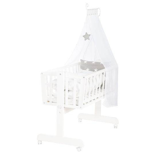 Set de berceau complet 'Little Stars' avec équipement textile en blanc / gris