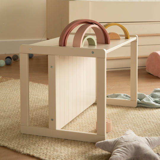 Banco de estilo rústico - Convertible en mesa infantil o banco con dos alturas ajustables - Cashmere