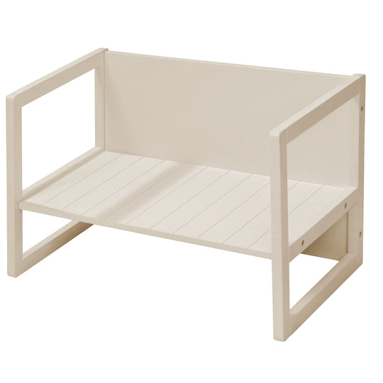 Banco de estilo rústico - Convertible en mesa infantil o banco con dos alturas ajustables - Cashmere