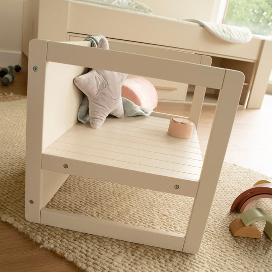 Banco de estilo rústico - Convertible en mesa infantil o banco con dos alturas ajustables - Cashmere