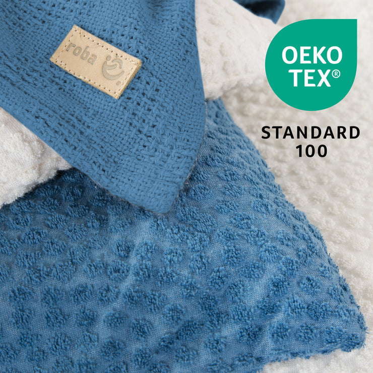 Babydecke 80 x 80 cm 'Seashells Indigo' - GOTS & Oeko-Tex zertifiziert - Blau