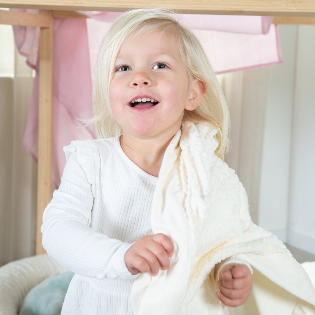 Einschlagdecke 80 x 80 cm 'Seashells Oyster' - GOTS & Oeko Tex zertifiziert - Weiß