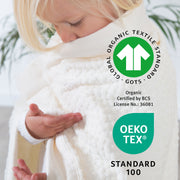 Manta envolvente 80 x 80 cm 'Seashells Oyster' - Certificado GOTS & Oeko Tex - Blanco
