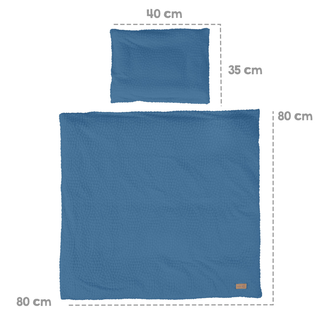 Wiegenbettwäsche 80 x 80 cm 'Seashells Indigo' - GOTS & Oeko Tex zertifiziert - Blau