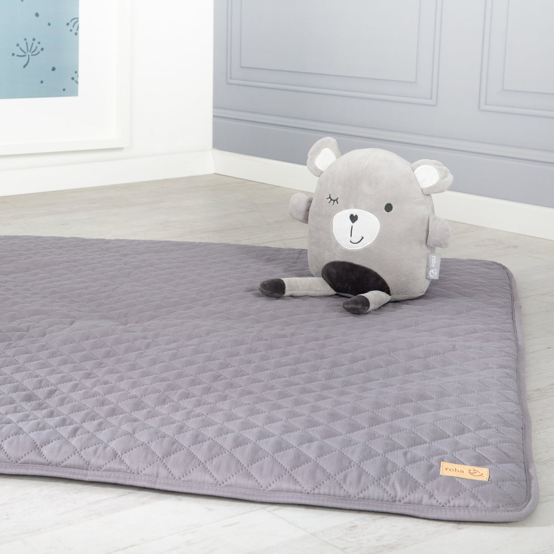 Krabbeldecke 'roba Style' - 100 x 100 cm - Spieldecke gesteppt - Anthrazit
