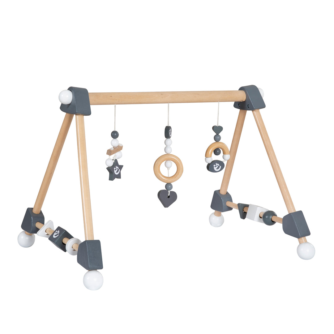 Arco giochi e centro attivitĂ  con elementi ludici e da afferrare - Pendenti in legno - Naturale / Antracite