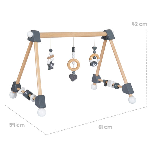 Arco giochi e centro attivitĂ  con elementi ludici e da afferrare - Pendenti in legno - Naturale / Antracite