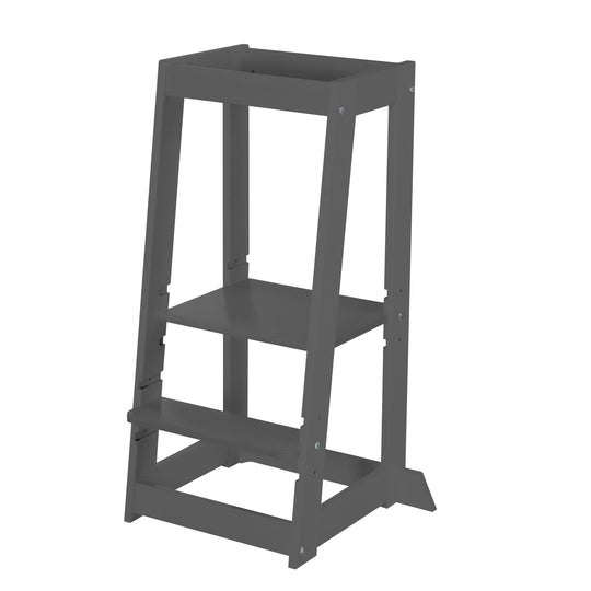 Montessori-inspired Wooden 'Monti Step' Learning Tower - Height Adjustable - Anthracite