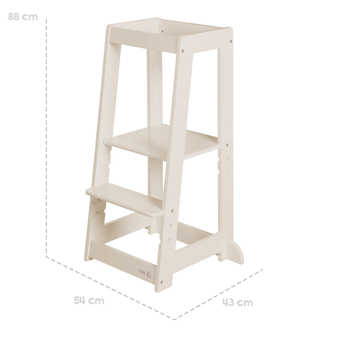 Torre di apprendimento 'Monti Step' secondo il metodo Montessori - Regolabile in altezza - Cashmere