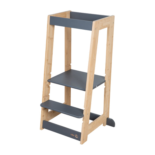 Torre di apprendimento per bambini in legno - Portata fino a 80 kg - Antracite / Bambù