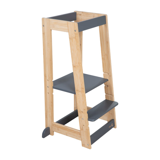 Torre di apprendimento per bambini in legno - Portata fino a 80 kg - Antracite / Bambù