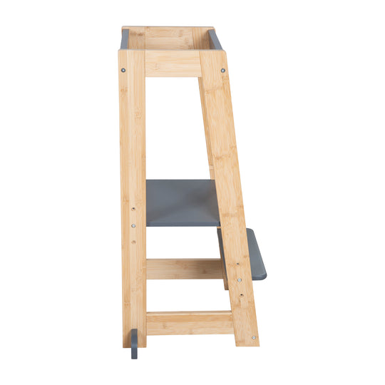 Torre di apprendimento per bambini in legno - Portata fino a 80 kg - Antracite / Bambù