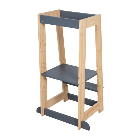 Torre di apprendimento per bambini in legno - Portata fino a 80 kg - Antracite / Bambù
