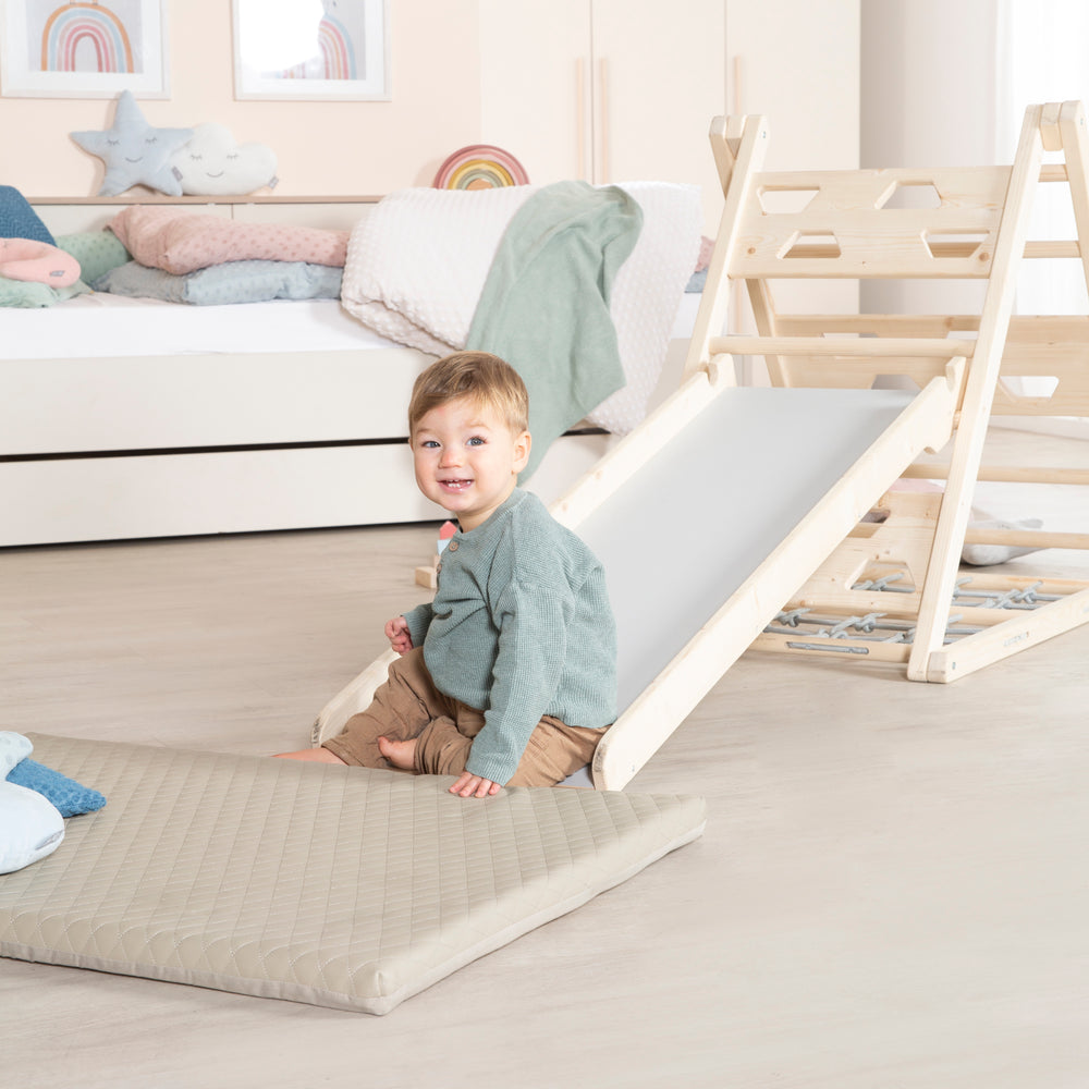 Planche de glisse - Accessoires pour triangle d'escalade et tour de jeux - Naturel / Gris