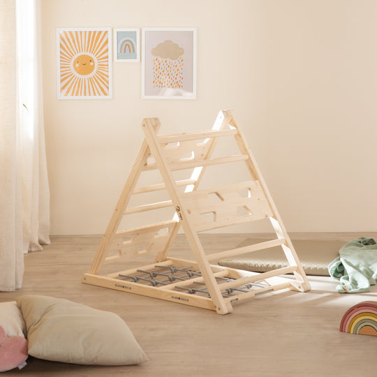 Triángulo de escalada de madera - Función de 3 lados - Natural / Gris