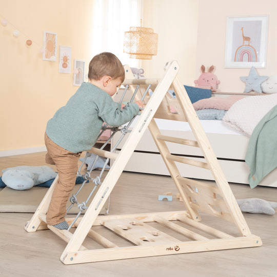 Triángulo de escalada de madera - Función de 3 lados - Natural / Gris