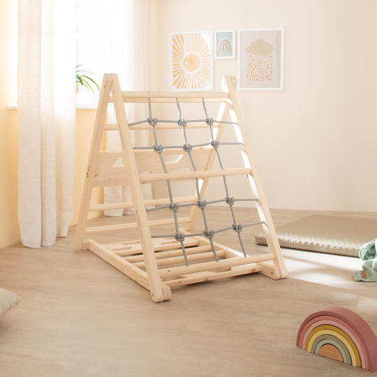Triángulo de escalada de madera - Función de 3 lados - Natural / Gris