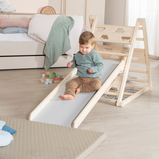 Triángulo de escalada de madera - Función de 3 lados - Natural / Gris