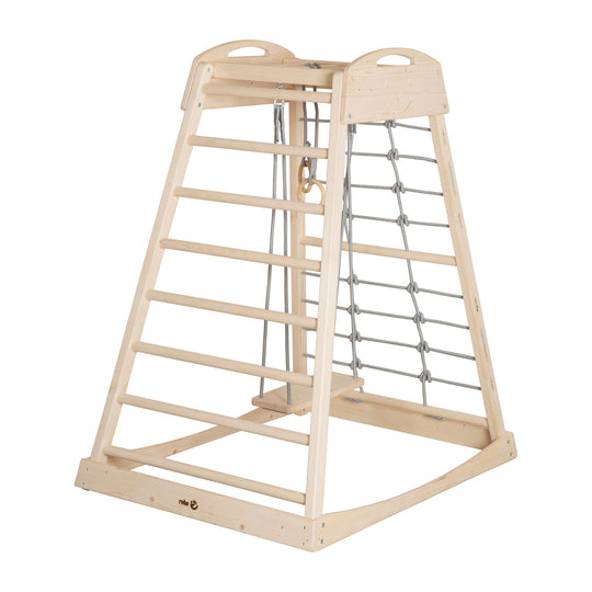 Set torre giochi da interno con accessori completi - Legno naturale / Grigio