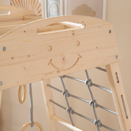 Set torre giochi da interno con accessori completi - Legno naturale / Grigio