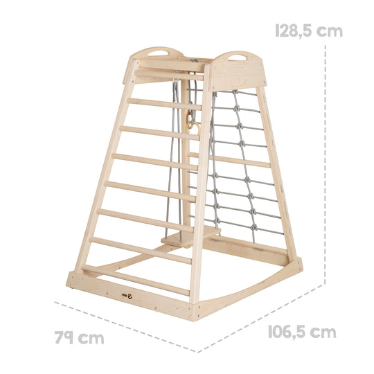 Set torre giochi da interno con accessori completi - Legno naturale / Grigio