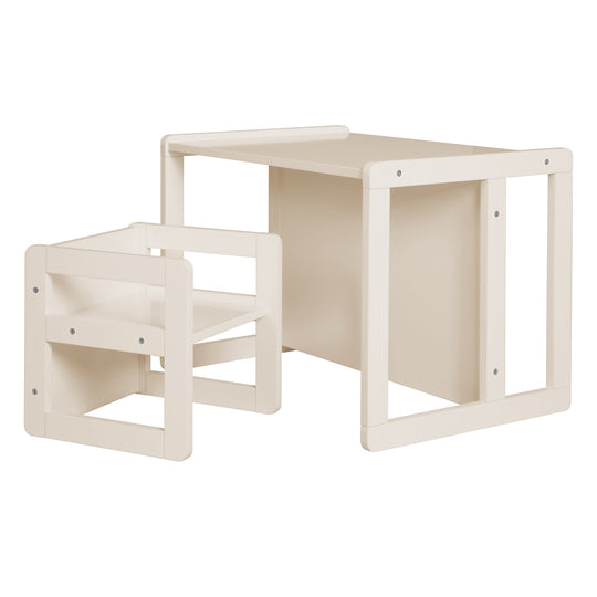 Grupo de asientos para niños 3 en 1 - taburetes y mesa - convertible en banco infantil - Beige