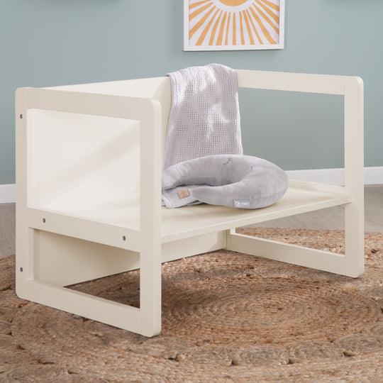 Grupo de asientos para niños 3 en 1 - taburetes y mesa - convertible en banco infantil - Beige