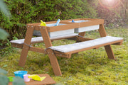 Children's seat set 'Play' with play tubs, weatherproof solid wood, seat set & mud table