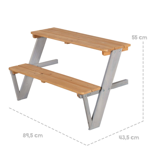 Maison de jeu de jardin avec cuisine + table de pique-nique - bois multicolore lasuré