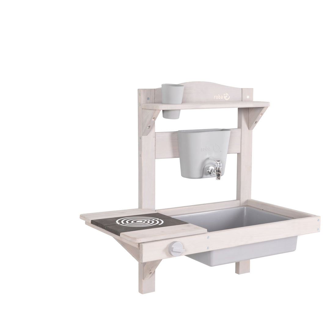 Cocina de barro para colgar con accesorios - Madera certificada FSC - Gris lacado