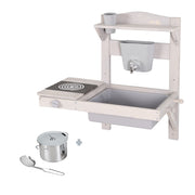 Hanging Mud Kitchen incl. Accessories - FSC-Certified Wood - Gray Glazed