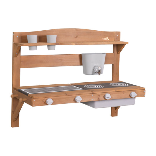 Cocina de barro y juego para colgar - Madera certificada FSC - Teca lacada