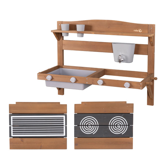 Cocina de barro y juego para colgar - Madera certificada FSC - Teca lacada
