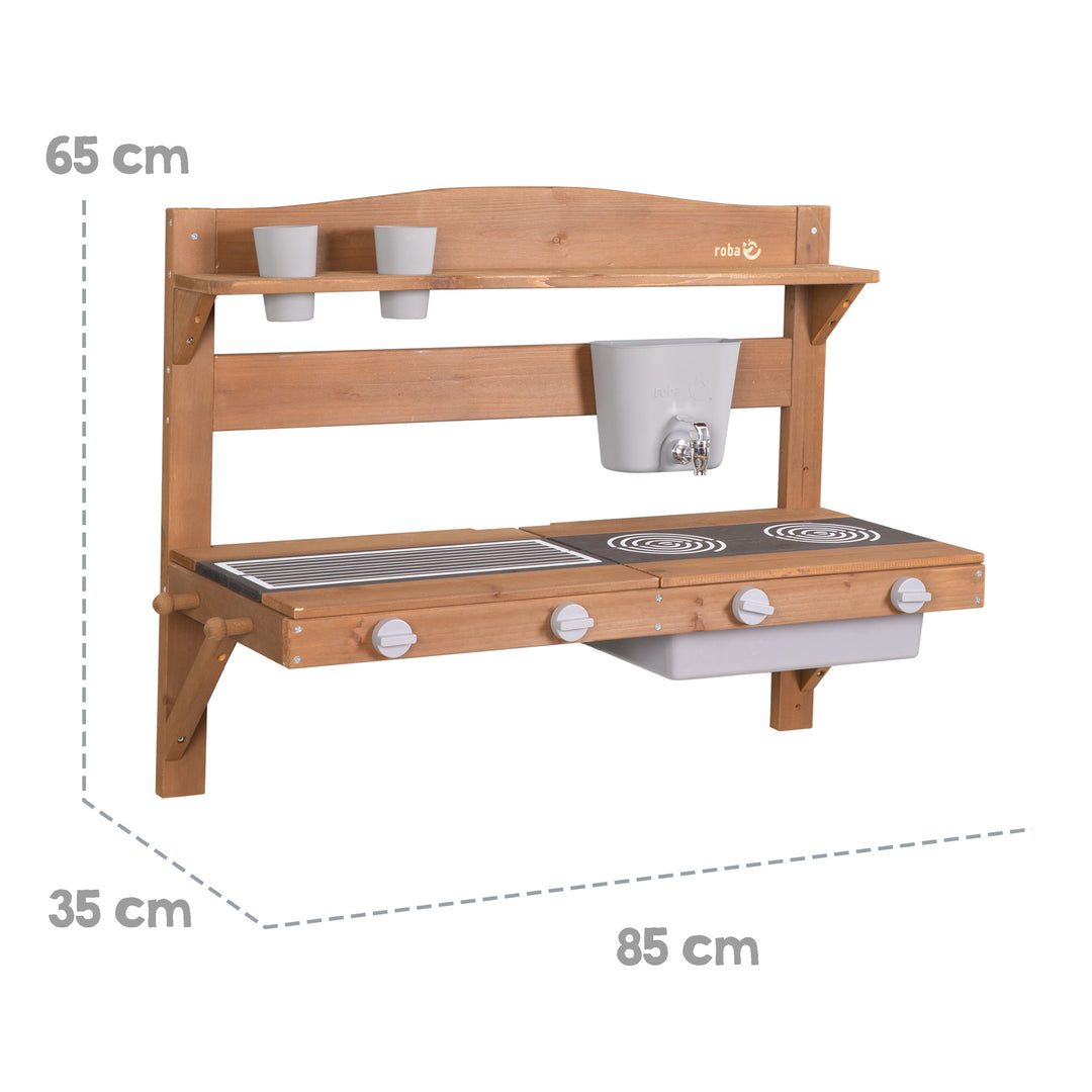Cocina de barro y juego para colgar - Madera certificada FSC - Teca lacada