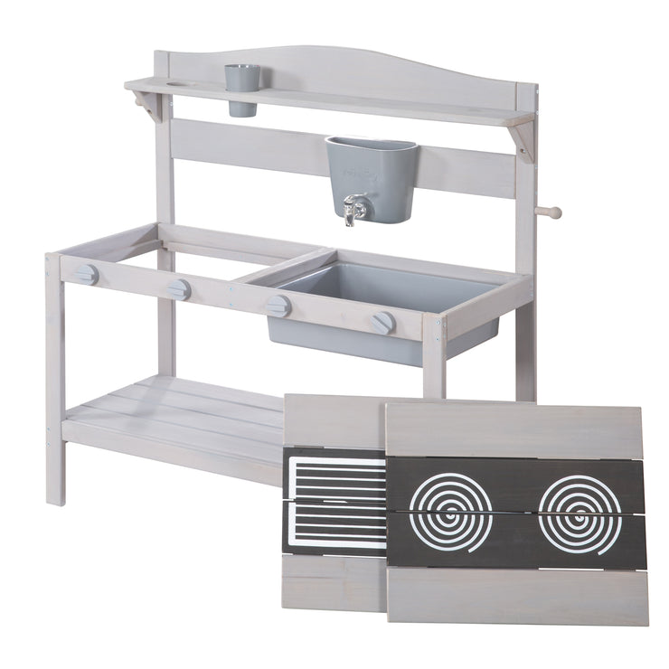 Outdoor Mud Kitchen + Accessories - FSC Certified Wood - Gray Stained